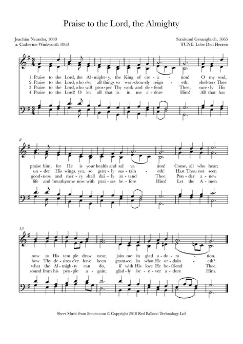 Praise To The Lord The Almighty: Six Hymn Settings For Organ